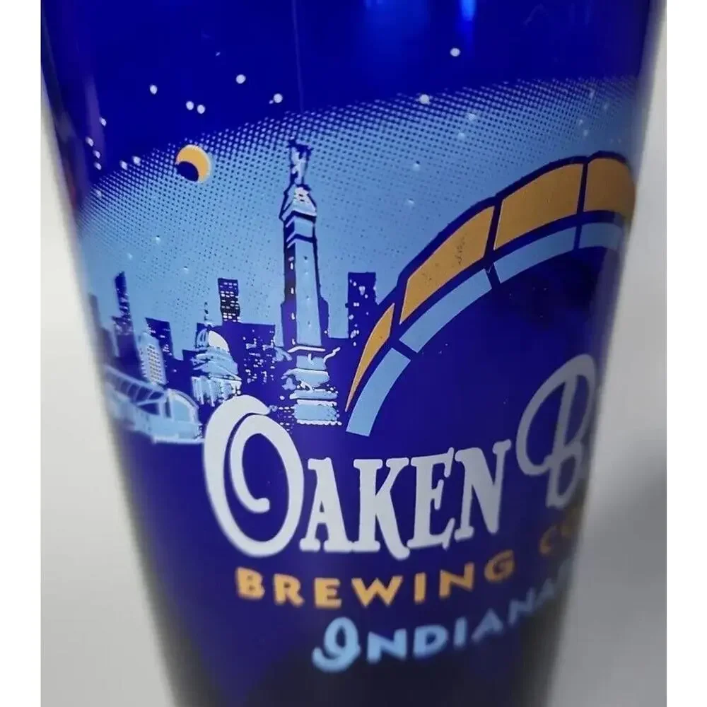 Oaken Barrel Brewing 2000 Collector's Blue Pint Beer Glass Indianapolis‎ U94